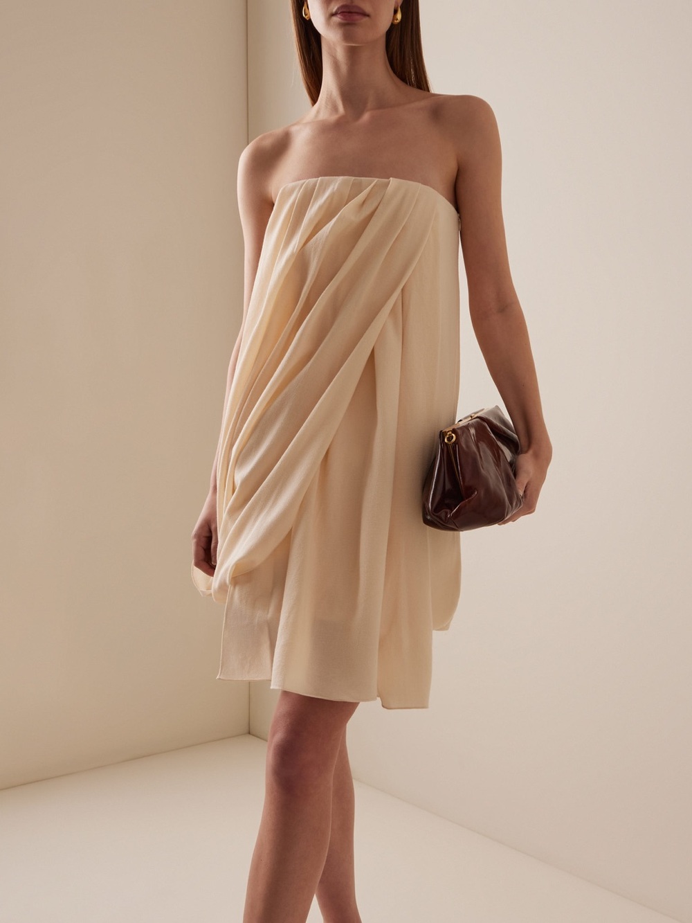 JW Anderson draped bustier mini dress in ivory